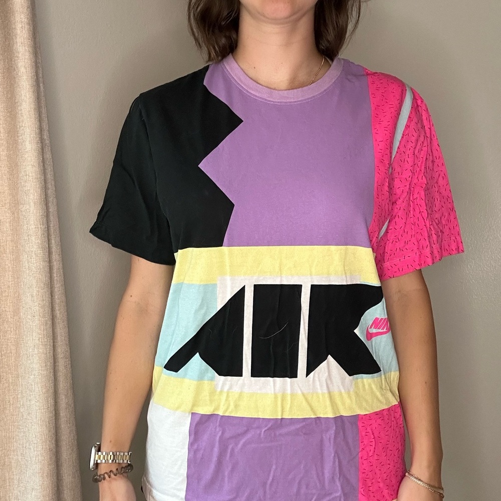 Nike Air Colorblock T-Shirt in Black, Purple, Pink, and Yellow